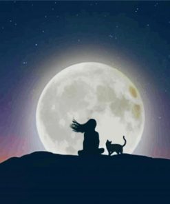 Aesthetic Cats At Moonlight paint by number