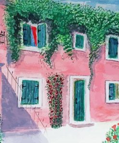 Aesthetic Pink House Art paint by number