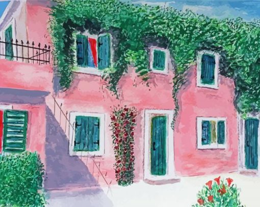 Aesthetic Pink House Art paint by number