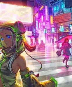 Anime Futuristic Girl paint by number