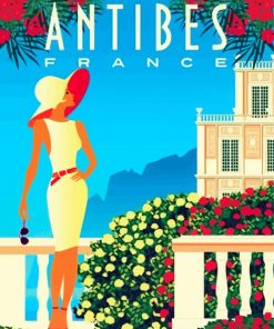 Antibes Travel Poster paint by number