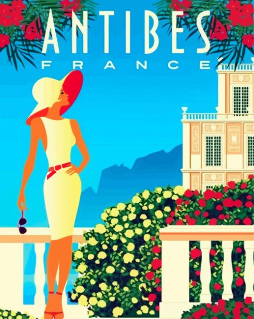 Antibes Travel Poster paint by number