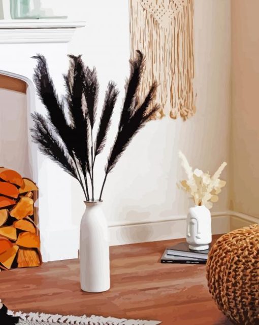 Black Pampas Grass paint by number