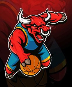 Bulls Basketball Mascot Logo paint by number