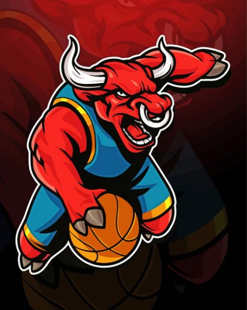 Bulls Basketball Mascot Logo paint by number