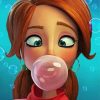 Girl Blowing Bubble Gum paint by number