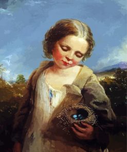 Girl Holding Bird Nests paint by number