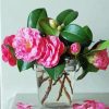 Glass Vase With Camellia Flowers paint by number