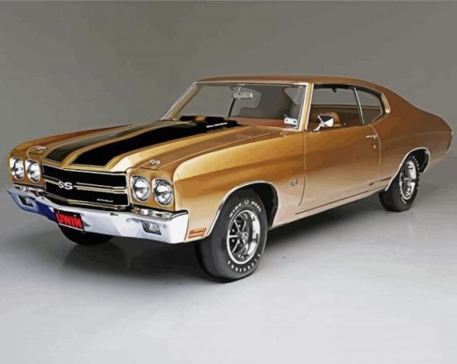 Golden Chevy Chevelle paint by number