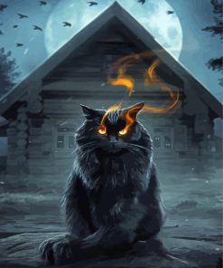 Gothic Cat Fire Eyes paint by number