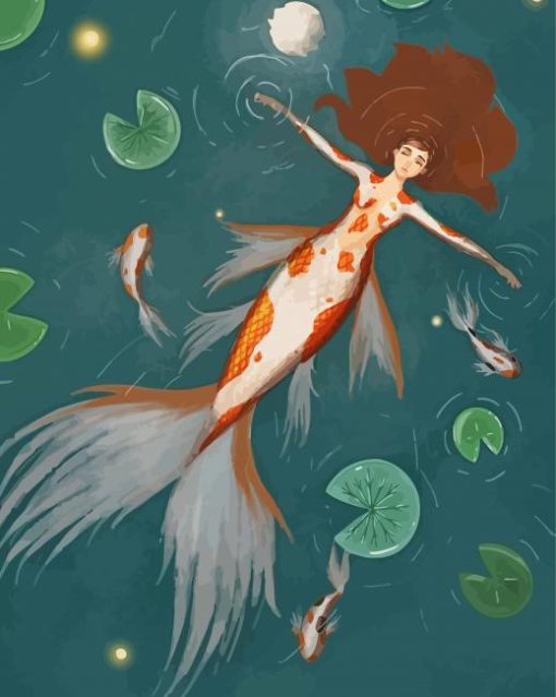 Mermaid Coy Fish paint by number