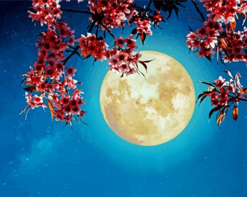 Moon And Flowers paint by number