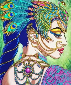 Psychedelic Indian Woman paint by number