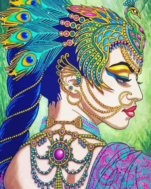 Psychedelic Indian Woman paint by number