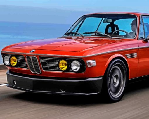 Red Bmw E9 Car paint by number