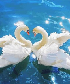 Romantic Swan In Water paint by number