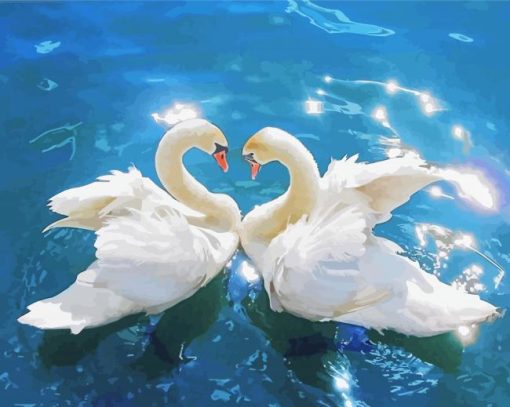 Romantic Swan In Water paint by number