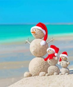 Sandmen Christmas At Beach paint by number