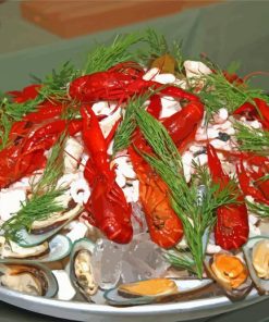 Seafood Crayfish Dish paint by number