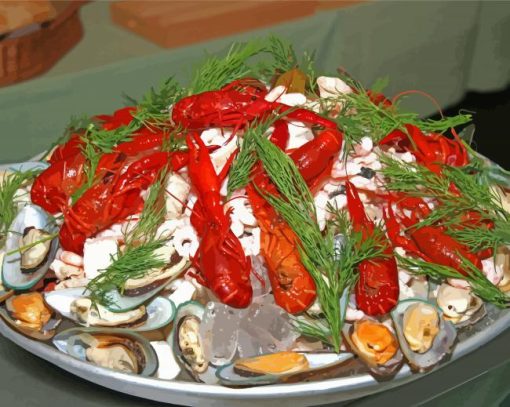 Seafood Crayfish Dish paint by number