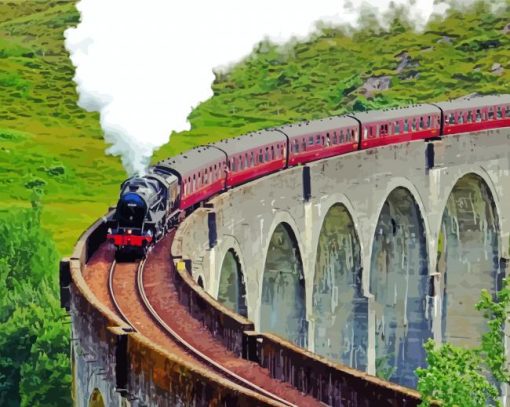 Train Viaduct Scotland paint by number