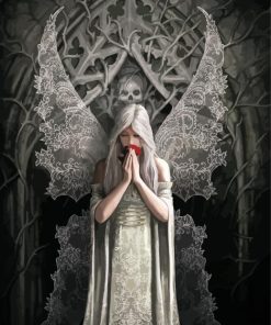 White Gothic Angel paint by number