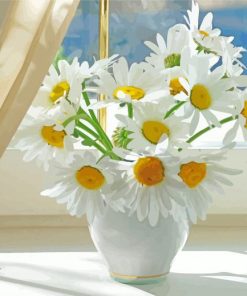 Window With White Flowers Daisy paint by number