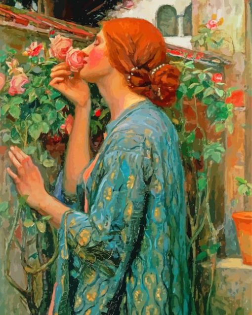 Woman And Flowers Pre Raphaelites paint by number