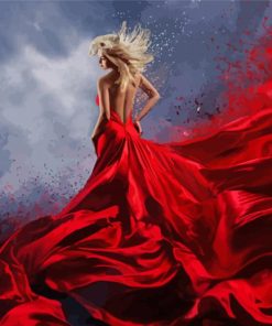 Woman In Red Dress paint by number