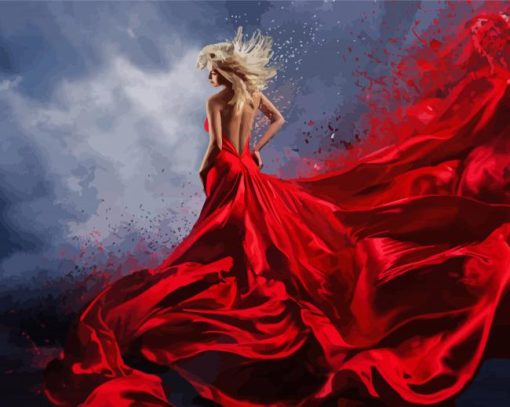 Woman In Red Dress paint by number