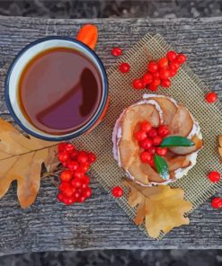 A Cake With Rowanberry And Coffee paint by number