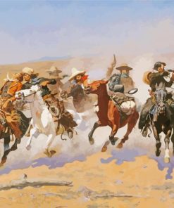 A Dash For The Timber By Frederic Remington paint by number