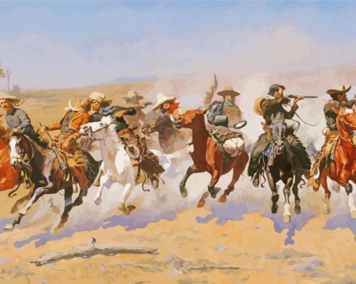 A Dash For The Timber By Frederic Remington paint by number