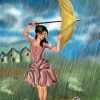 A Girl Dancing In The Rain Art paint by number