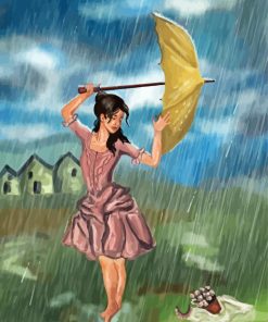 A Girl Dancing In The Rain Art paint by number