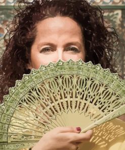 A Lady With Hand Fans paint by number