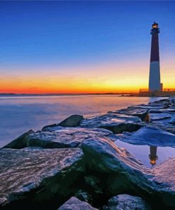 Barnegat Lighthouse Sunset paint by number