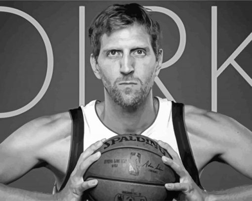 Black And White Dirk Nowitzki paint by number