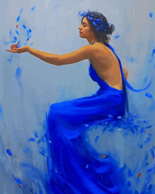 Blue Woman In Dress paint by number