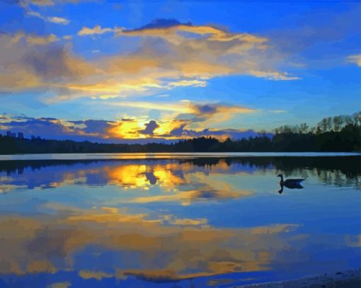 Burnaby Lake At Sunrise paint by number