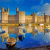 Caernarfon Castle And Boats paint by number