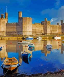 Caernarfon Castle And Boats paint by number