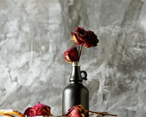 Dead Roses In Bottle paint by number