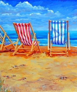 Deck Chairs On The Beach Art paint by number