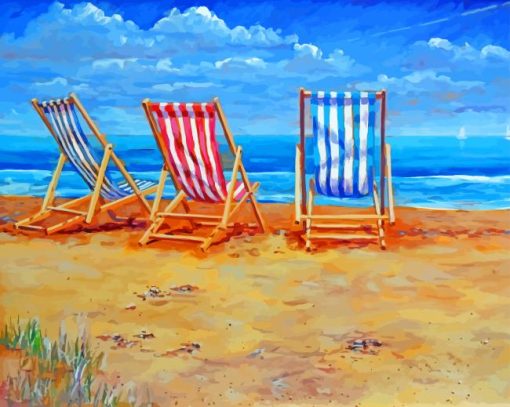 Deck Chairs On The Beach Art paint by number