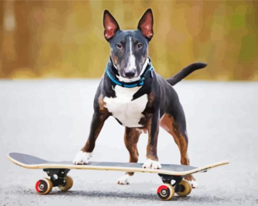 Dog Skateboard paint by number