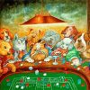 Dogs Playing Craps paint by number