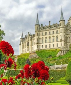 Dunrobin Castle And Flowers paint by number