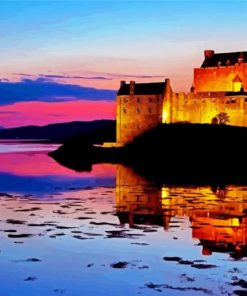 Eilean Donan Castle At Sunset paint by number