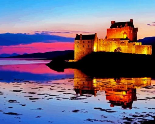 Eilean Donan Castle At Sunset paint by number